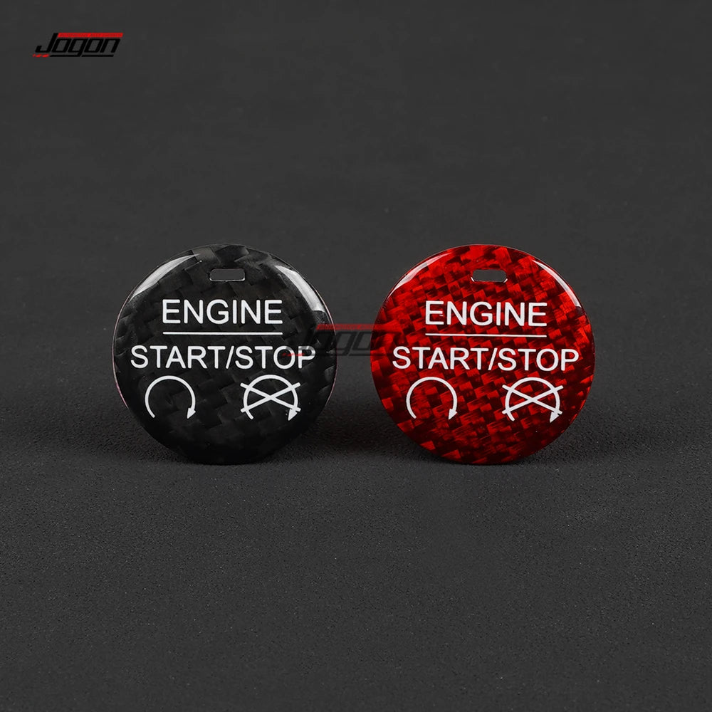 Red/Black Carbon Fiber Car Engine Start Stop Button Sticker For Ford