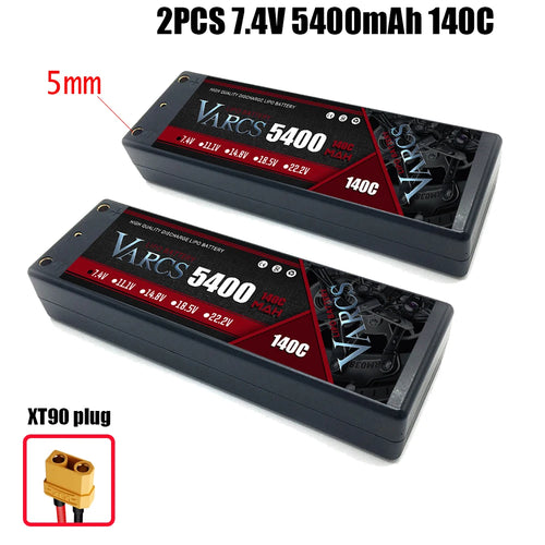 2PCS VARCS  Lipo Batteries 2S 7.4V 5400mAh 140C/280C 5MM HardCase for