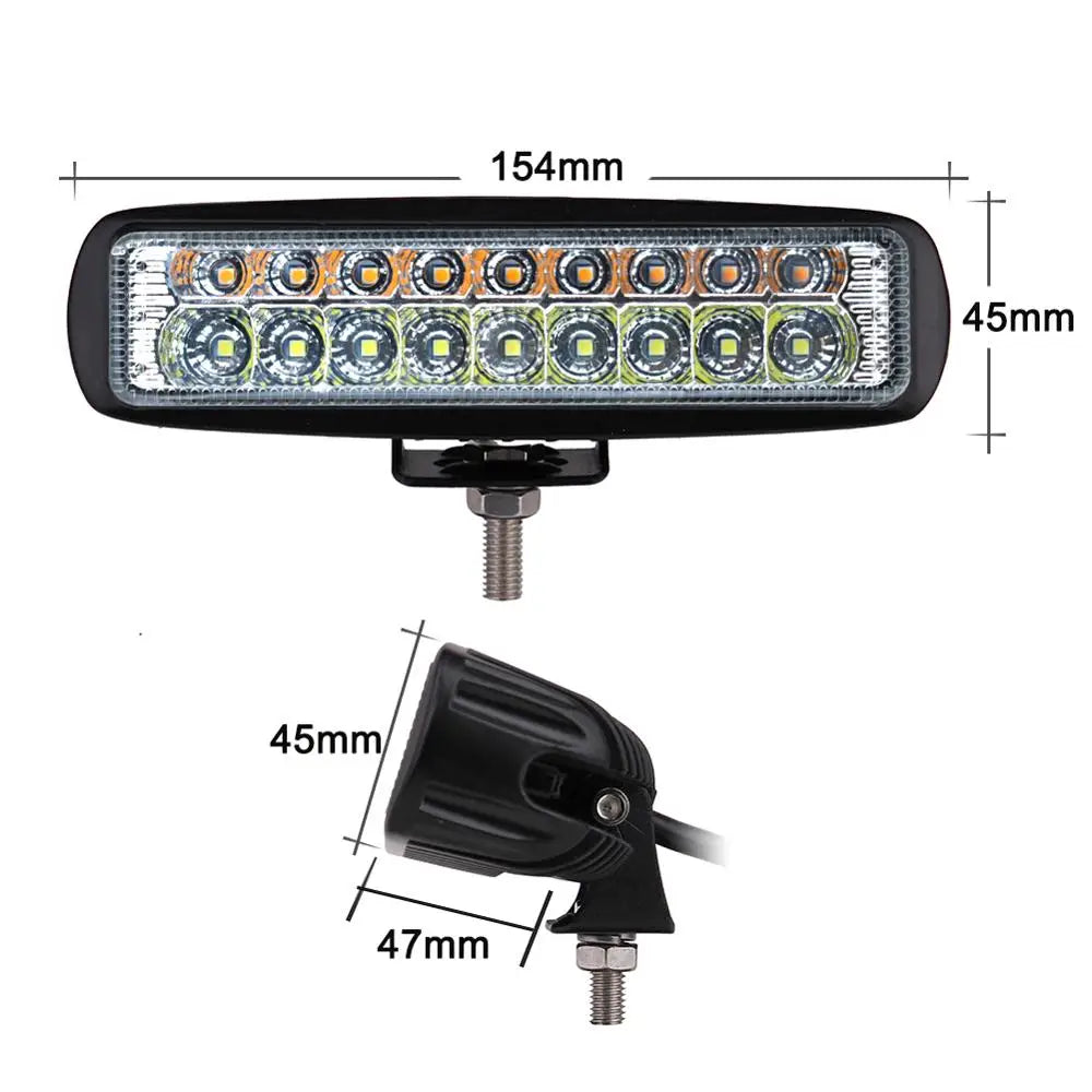 1 Piece 6inch Slim Led Light Bar 54W 3000K/6000K Dual Color Led