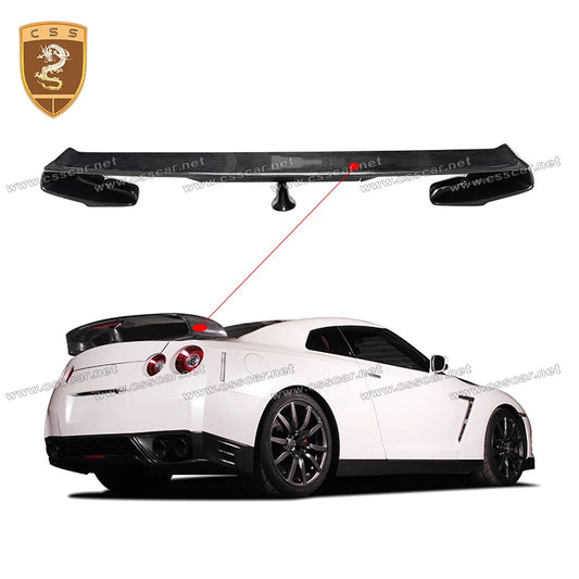 real carbon fiber rear wing spoiler fit GTR GT-R R35 OEM style dry