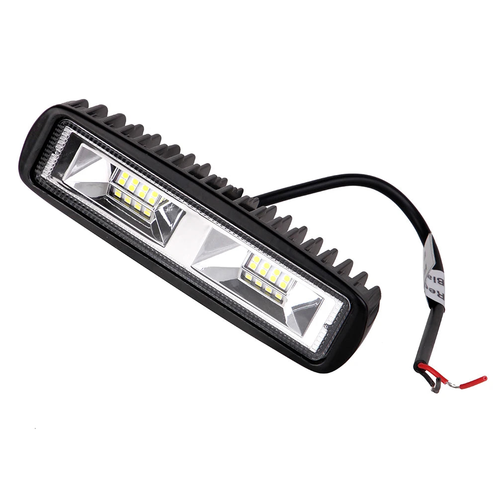 2pcs Slim 6inch LED Work Light Bar 16-LED 24W 6000K Flood Beam for