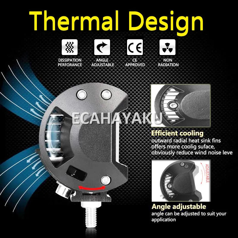 2 Pieces ECAHAYAKU Tri-row 4inch Led Bar Work Light 27W 6000K Spot