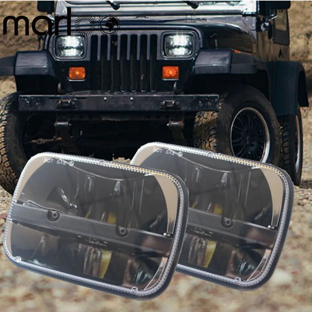 2pc 7X6 Led Headlight For Jeep Cherokee XJ Trucks 5X7 Auto Square