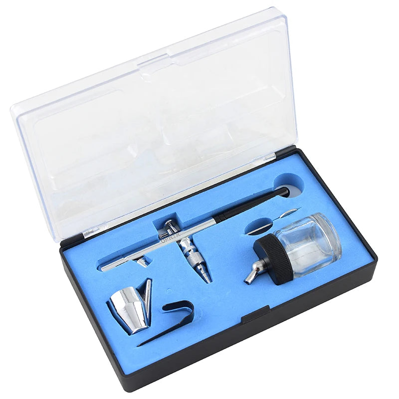 OPHIR 0.35mm Doub Action Airbrush Kit Air-brush Gun w/ 10 Bottles