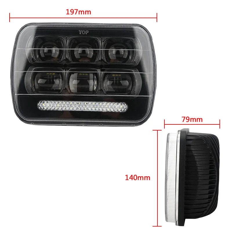 5x7 inch Square LED Headlight 65W DRL High Low Beam Offroad Driving