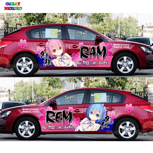 Tailor Made Japanese Anime Characters RAM REM Car Door Stickers