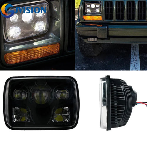 7X6 Projector LED Headlight High/Low Beam Replacement DOT Black