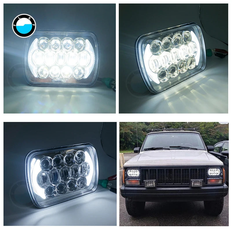 1 Pair 5x7 inch 7'' Square LED headlight 7x6 inch 105W Hi/Lo Beam for