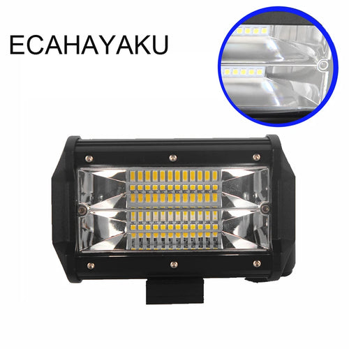 1 piece ECAHAYAKU Dual Row 5 Inch Led Light Bar 72W 6000K IP68 LED Bar