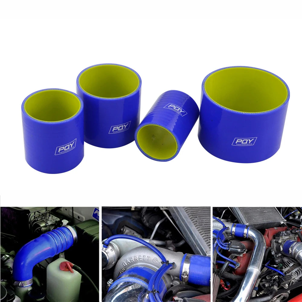 VR - Blue&yellow 3.0" 76mm Straight Silicone Intercooler Turbo Intake