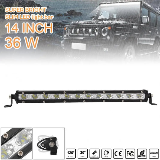 14 Inch 36W 6000K 1800LM Waterproof Car LED Strip Work Light Bar