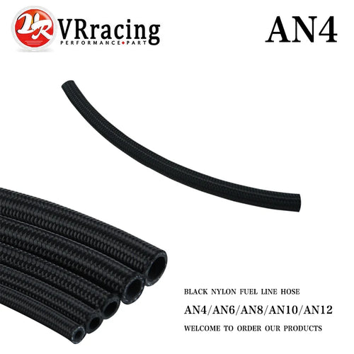 VR - 4 AN -4AN AN4 Black  Braided Fuel/Oil/Gas Line Hose One Feet 0.3M