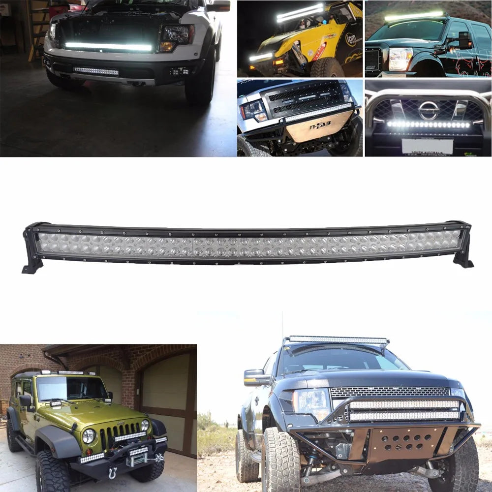 42"inch 240W combo beam curved led light bar + 2pcs 4"18W flood work