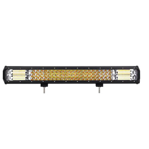 23Inch 324W White & Amber Strobe Flash Tri-Row LED Light Bar Combo 7D