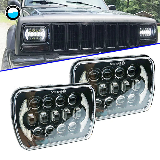 1 Pair 5x7 inch 7'' Square LED headlight 7x6 inch 105W Hi/Lo Beam for