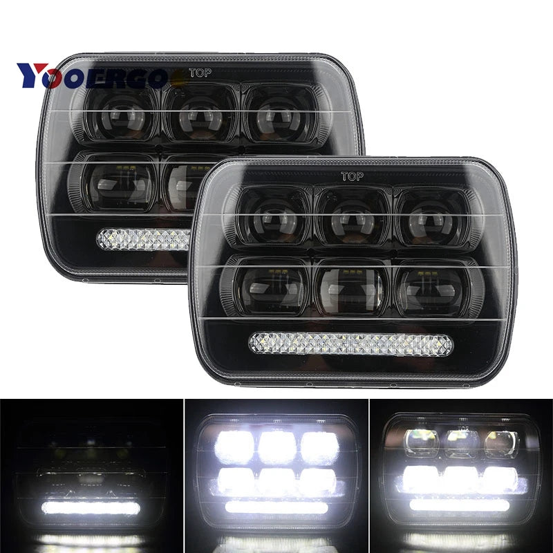 5x7 inch Square LED Headlight 65W DRL High Low Beam Offroad Driving