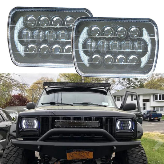 105W 7x6 5x7 LED  Rectangle Headlights for Jeep Wrangler YJ Cherokee