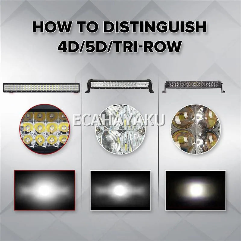 2 Pieces ECAHAYAKU Tri-row 4inch Led Bar Work Light 27W 6000K Spot