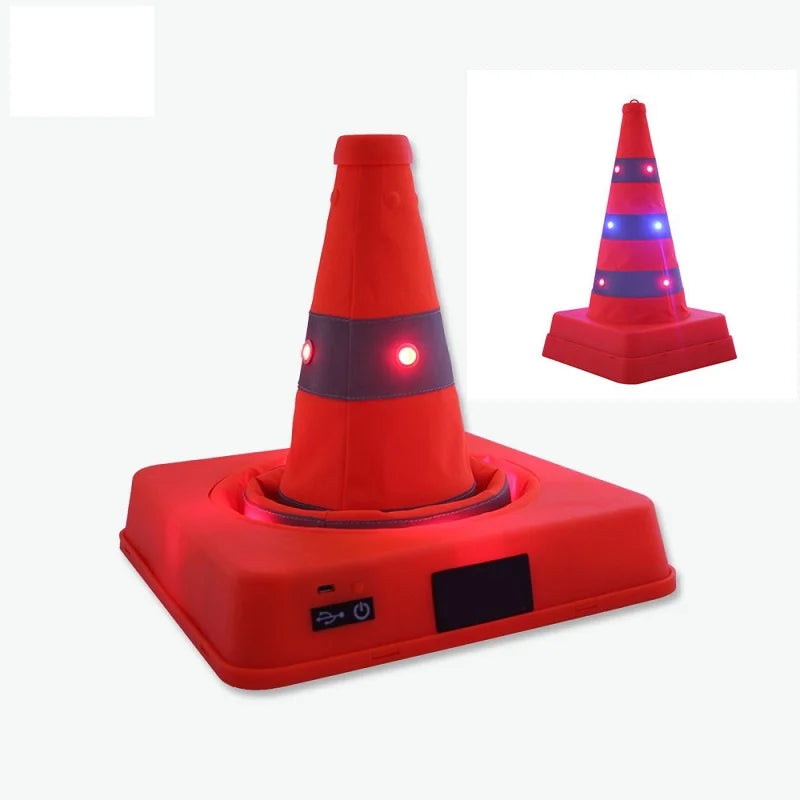 41cm High Retractable Foldable Double Warning LED Safety Road Barrier