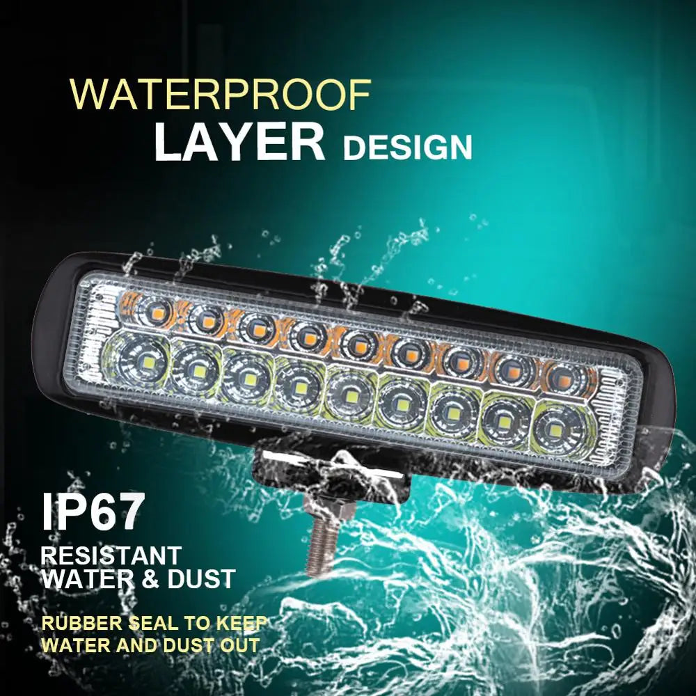 1 Piece 6inch Slim Led Light Bar 54W 3000K/6000K Dual Color Led