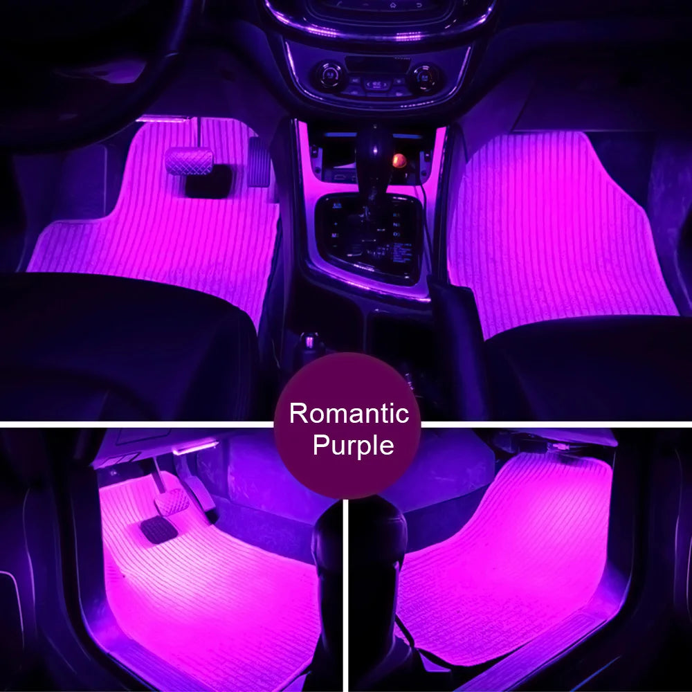 12V DIY Car Interior Decorative Light LED Strips RGB Ambient Lamp Neon