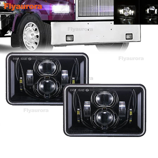 2PCS LED Headlight Halo DRL For 86-95 Jeep Wrangler YJ 84-01 Cherokee