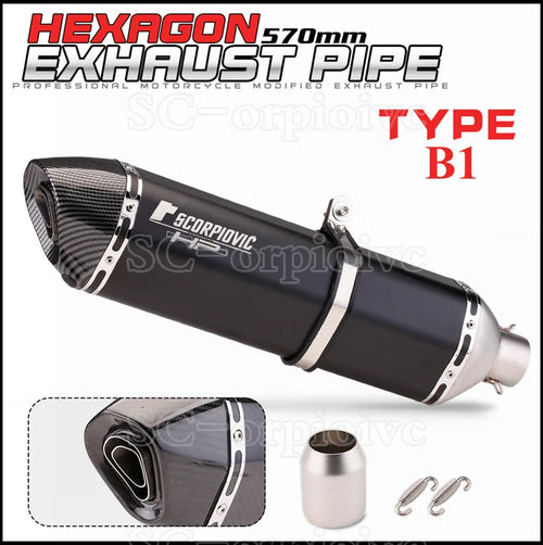 570MM Universal Motorcycle Exhaust Carbon fiber Escape Moto Pipe