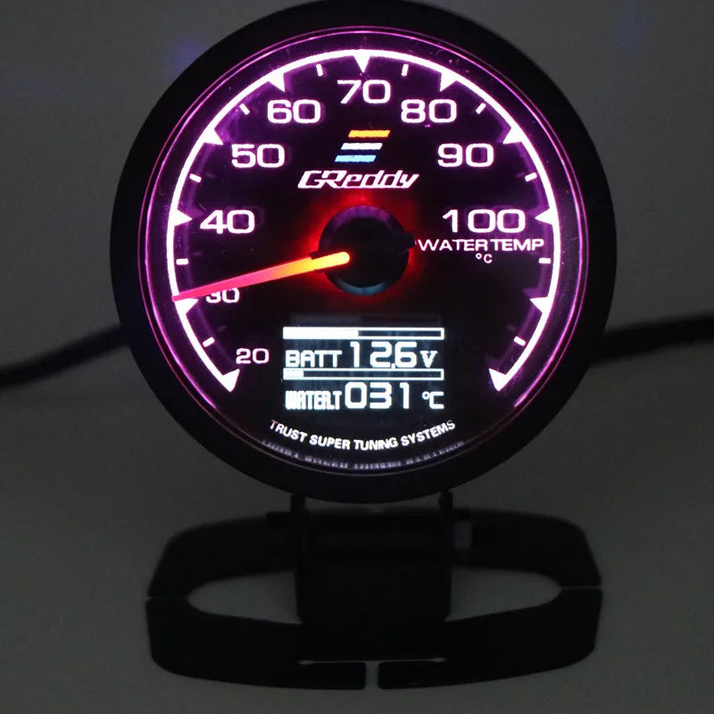 7 Colors Greddi Water Temp Gauge  62mm Oil Pressure /Temp RPM Vacuum