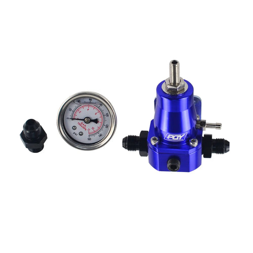 WX UNIVERSAL FUEL PRESSURE REGULATOR + GAUGE + AN6 FITTING 30-70 PSI