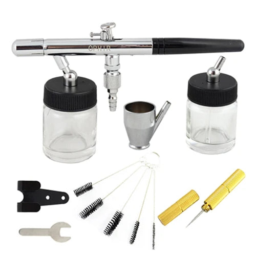 OPHIR 0.35mm Doub Action Airbrush Kit Air-brush Gun w/ 10 Bottles