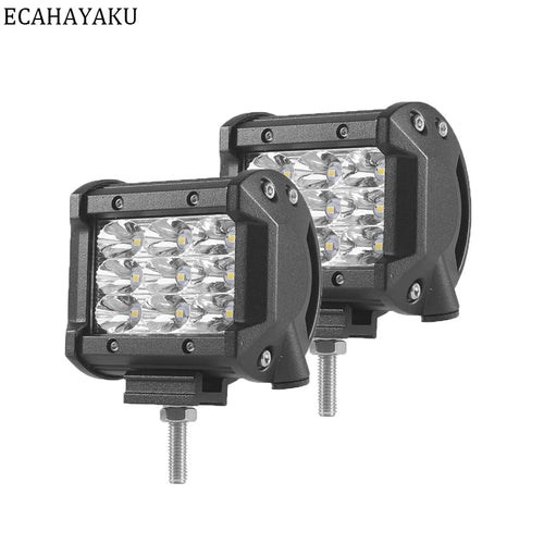 2 Pieces ECAHAYAKU Tri-row 4inch Led Bar Work Light 27W 6000K Spot