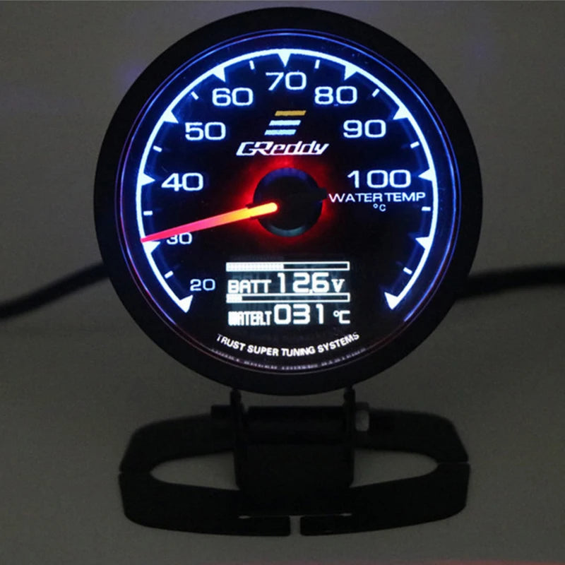 7 Color 62mm Car Greddi Gauge Turbo Boost Oil Pressure Water