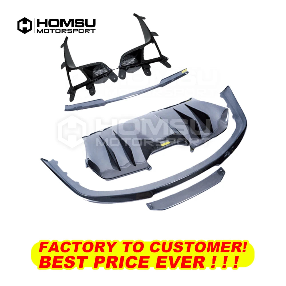 V style FRP Unpainted Car Body Kit Front Rear Bumper Side Skirts Wheel