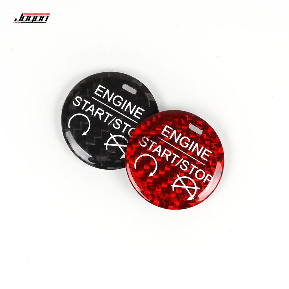 Red/Black Carbon Fiber Car Engine Start Stop Button Sticker For Ford