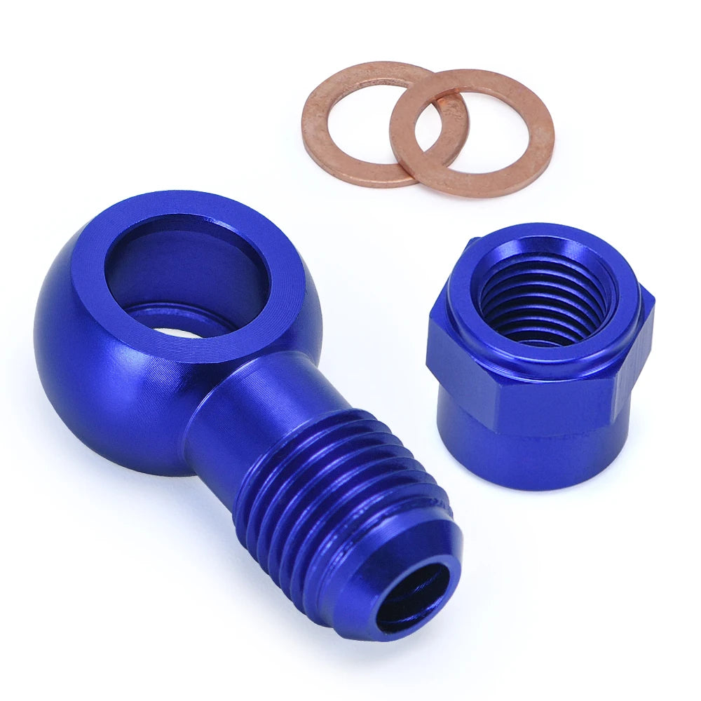 WLR- Aluminum Blue AN6 to 12.5MM Outlet Banjo Adapter Fitting + Cap