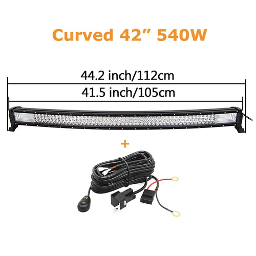 22 32 42 52 Inch 270W 405W 7d Off Road Led Light Bar Curved LED