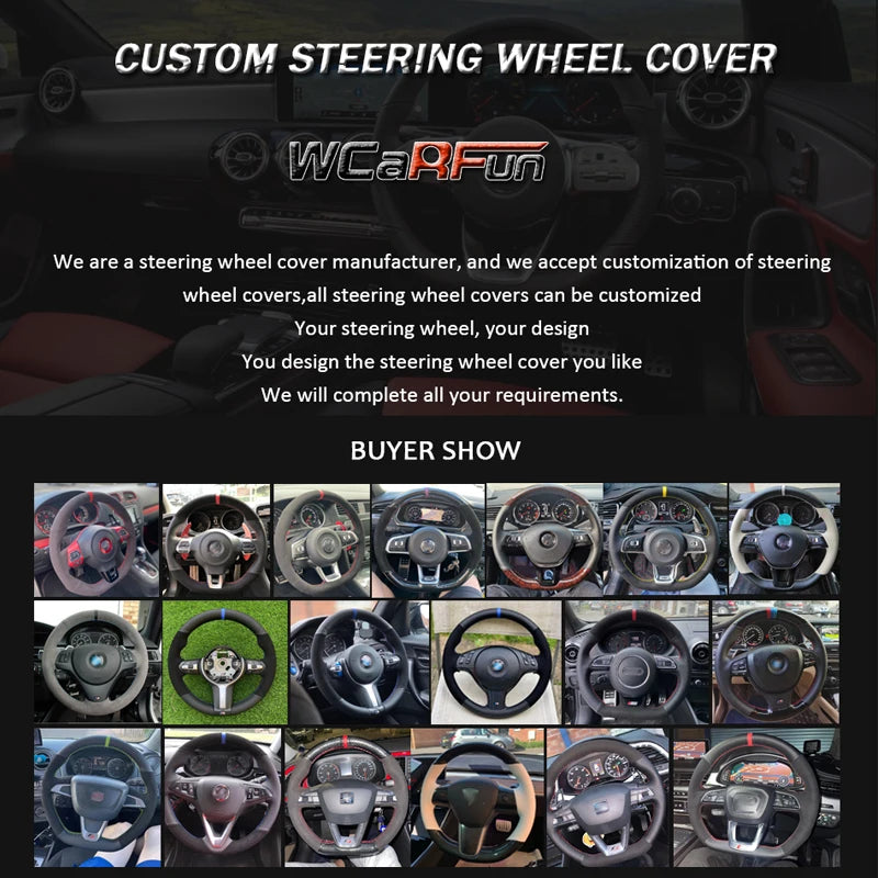 WCaRFun Custom Hand-Stitched Perforated Suede Steering Wheel Covers