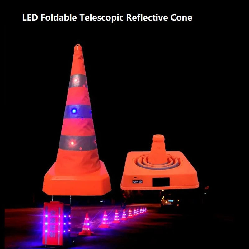 41cm High Retractable Foldable Double Warning LED Safety Road Barrier