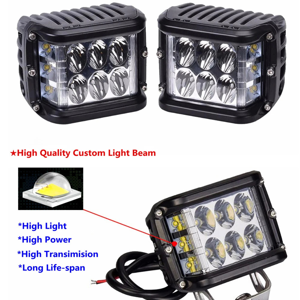 2/10PCS 4" 3 Sides Shooter 60W Led Work Light Cube Off Road 4x4 ATV