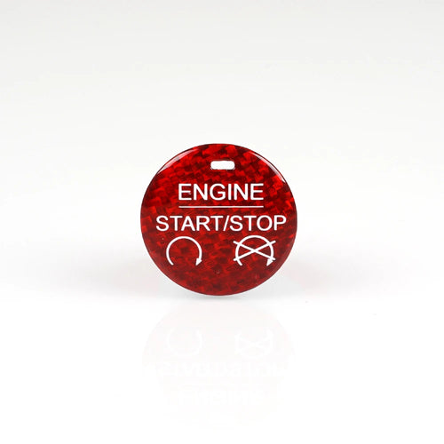 Red/Black Carbon Fiber Car Engine Start Stop Button Sticker For Ford