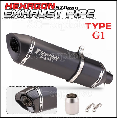 570MM Universal Motorcycle Exhaust Carbon fiber Escape Moto Pipe