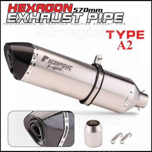 570MM Universal Motorcycle Exhaust Carbon fiber Escape Moto Pipe