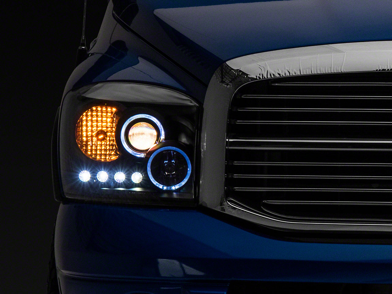 Raxiom LED Halo Projector Headlights; Black Housing; Clear Lens