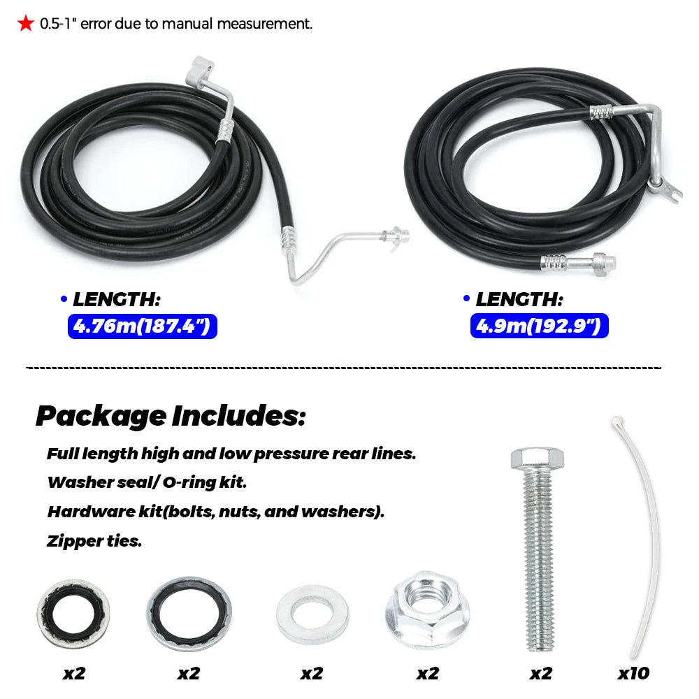 SU33468 Rear AC Line Set Air Conditioning Hoses Replacement Lines For