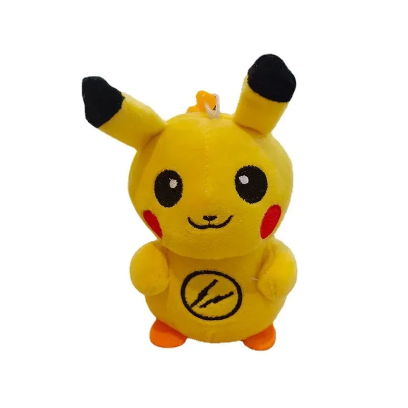 10pcs/lot Pokemon Yellow Black Pikachus Plush Keychain Doll Bag Car