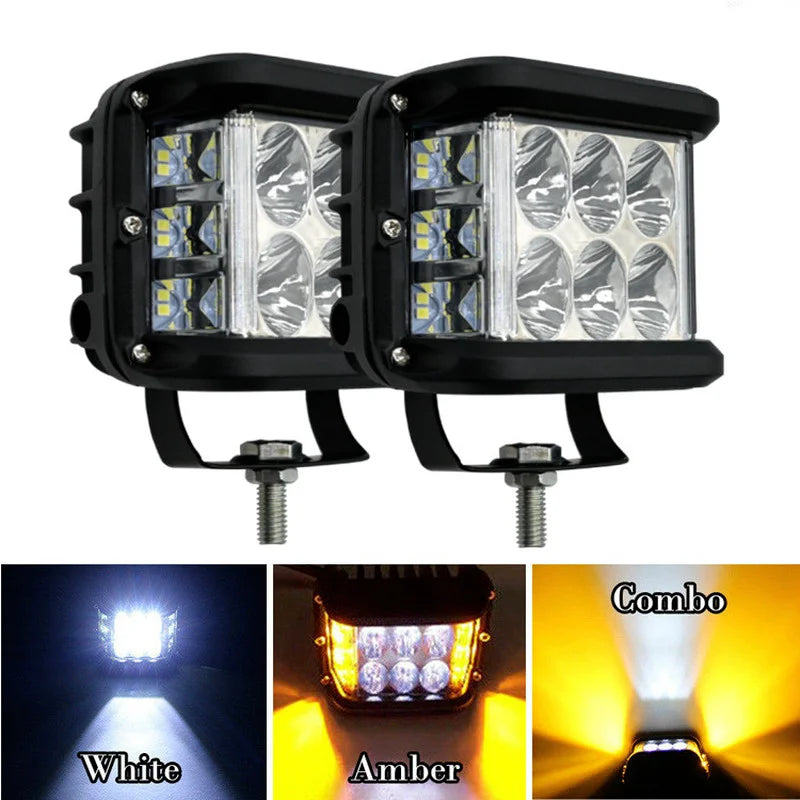 1/2pcs 3Side 45W Shooter Car LED Work Light 12Leds Dual Color Driving