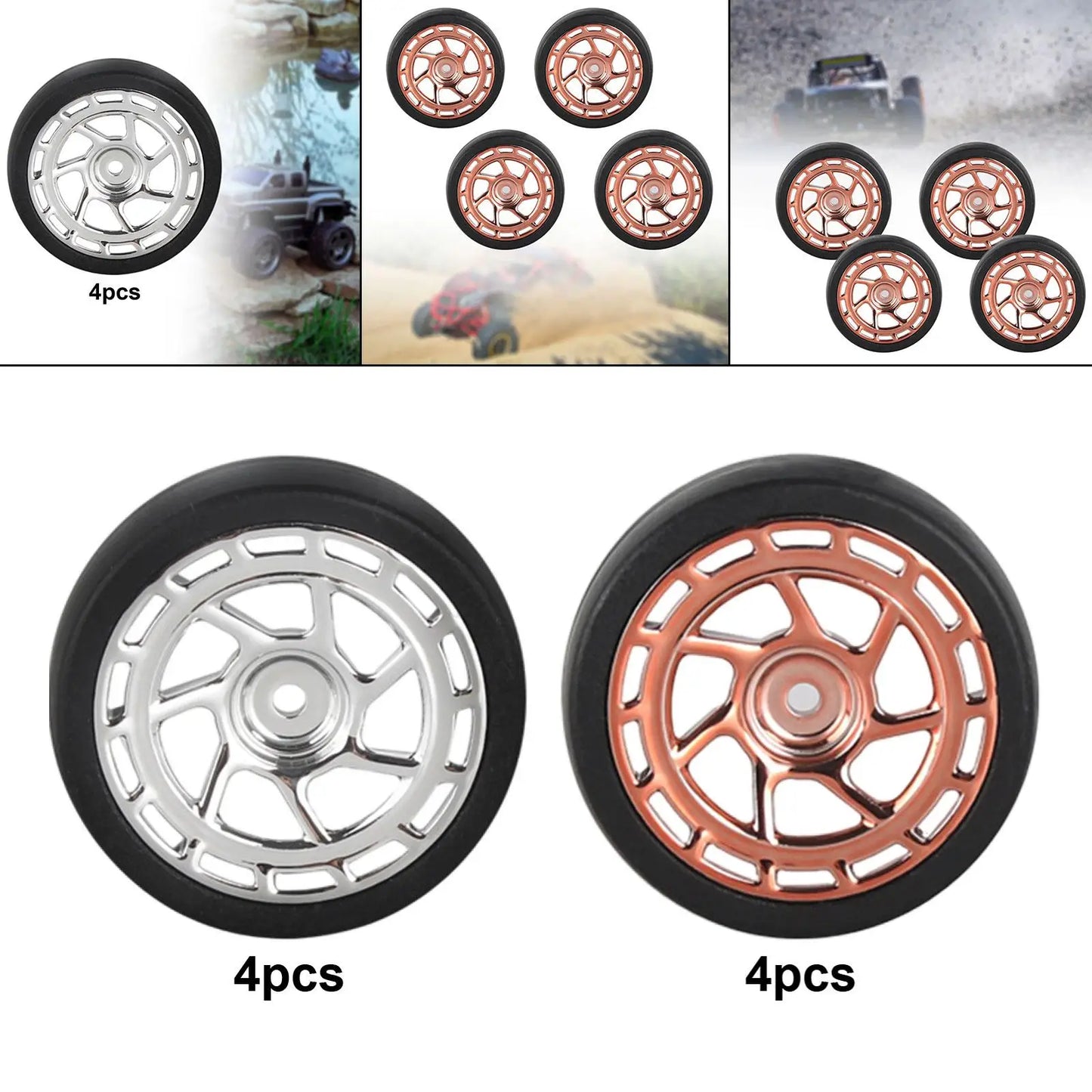 4x RC Car Drift Tires Good Grip Replacements for 1:18 RC Electric