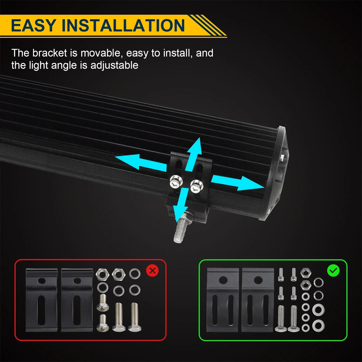 8D 9 - 23in 180W-480W Off Road LED Light Bar with 2x60W Work Light