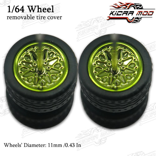 1/64 Model Car Wheels with Rubber Detachable Tires Closed Spoke 2