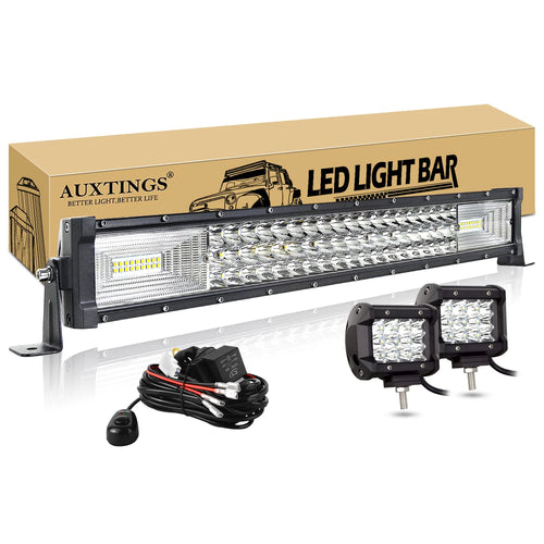 7D 22- 52in 270W-675W Off Road LED Light Bar with 2x36W Work Light